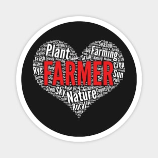 Farmer Heart Shape Farming Tractor print Magnet